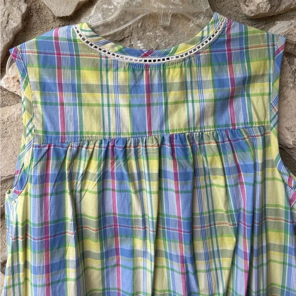 ANTHONY RICHARDS Nightgown House Dress Large Multicolor Plaid Sleeveless NWOT - Picture 7 of 8